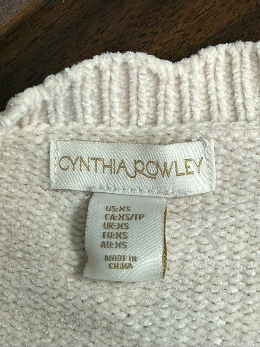 NWT Cynthia Rowley Cream Chenille Pointelle Sweater XS Cozy Cottagecore Knit - Picture 6 of 9